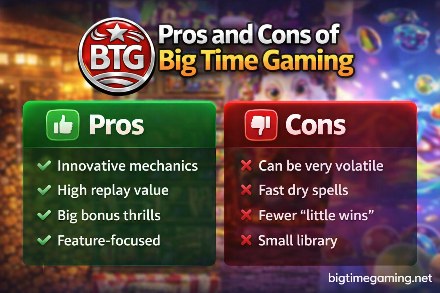 Pros and Cons of Big Time Gaming